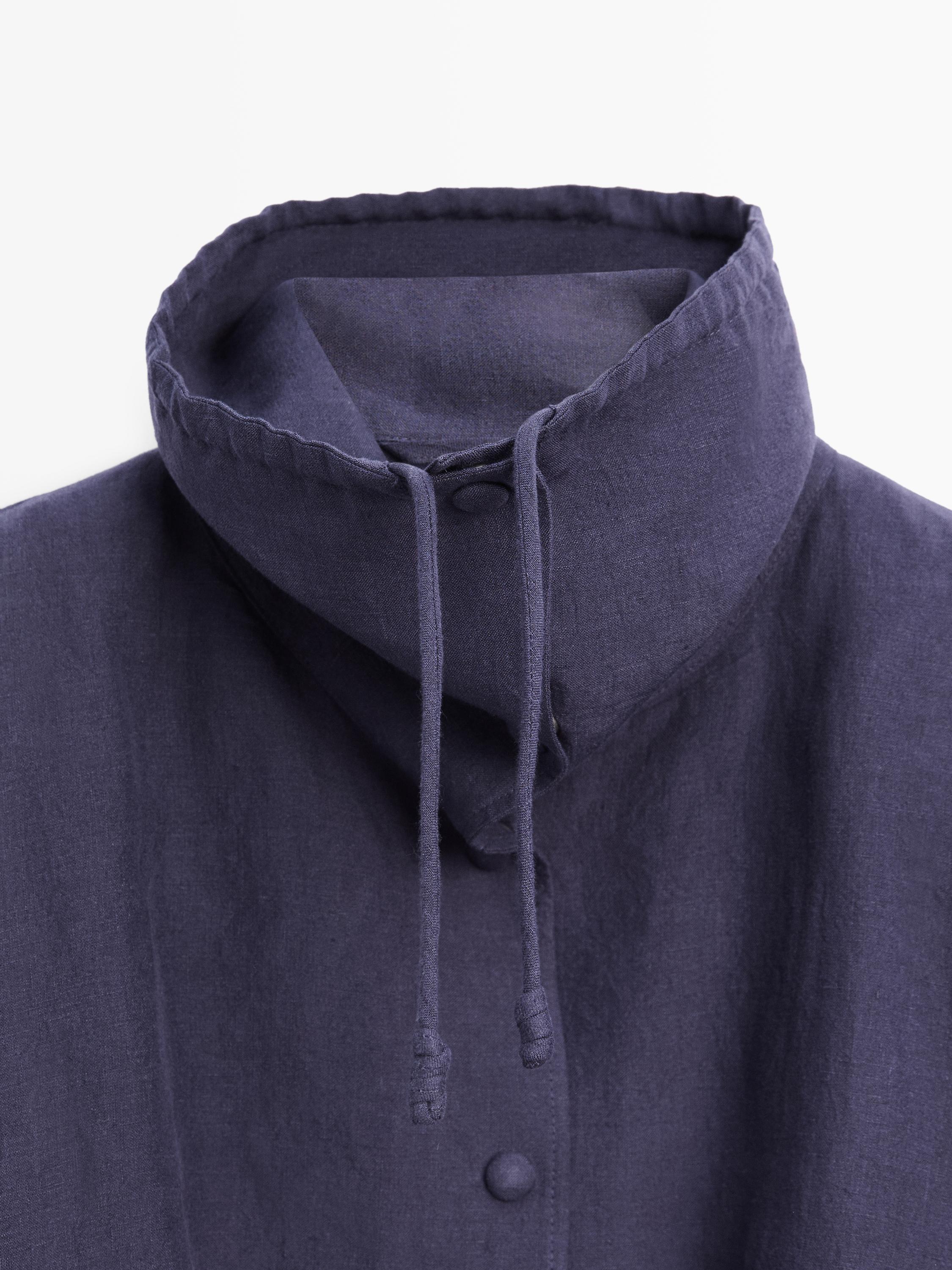 100% linen bomber jacket with collar detail